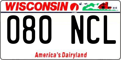 WI license plate 080NCL