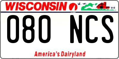 WI license plate 080NCS