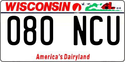 WI license plate 080NCU