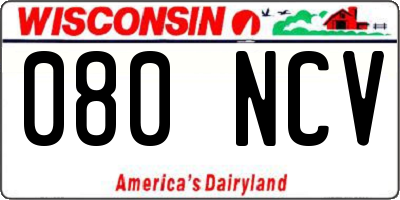 WI license plate 080NCV