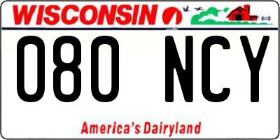 WI license plate 080NCY