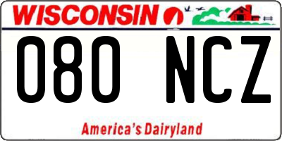 WI license plate 080NCZ