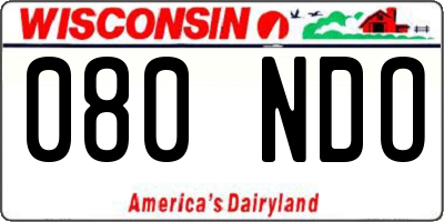 WI license plate 080NDO