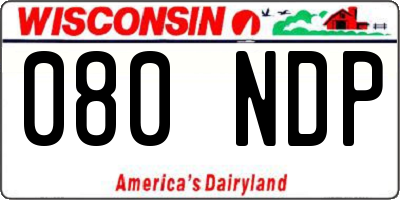 WI license plate 080NDP