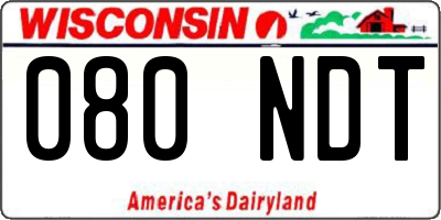 WI license plate 080NDT