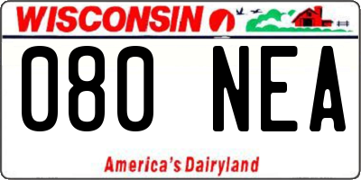 WI license plate 080NEA