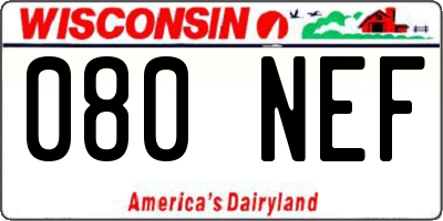 WI license plate 080NEF