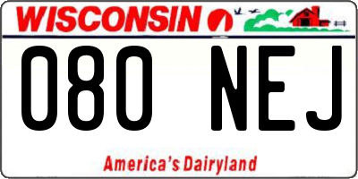 WI license plate 080NEJ
