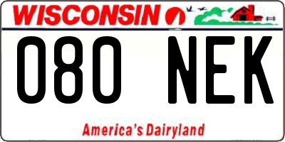 WI license plate 080NEK