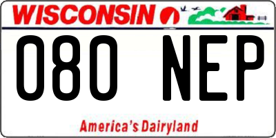 WI license plate 080NEP