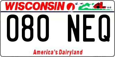 WI license plate 080NEQ