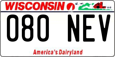 WI license plate 080NEV
