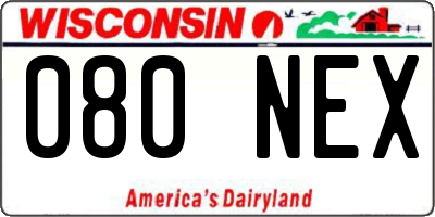 WI license plate 080NEX