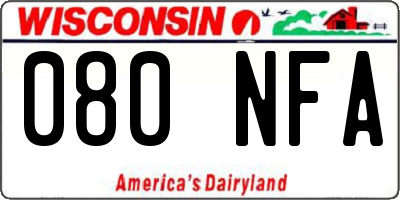 WI license plate 080NFA