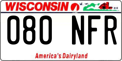WI license plate 080NFR