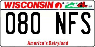 WI license plate 080NFS