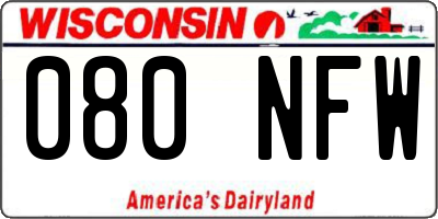 WI license plate 080NFW
