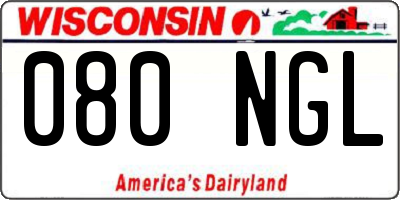 WI license plate 080NGL