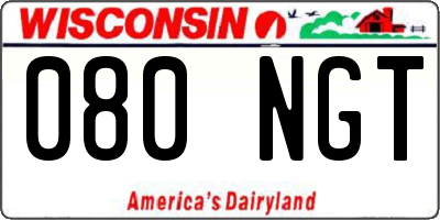 WI license plate 080NGT