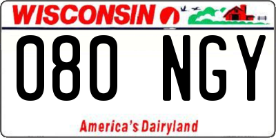 WI license plate 080NGY
