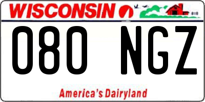 WI license plate 080NGZ