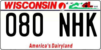 WI license plate 080NHK