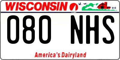 WI license plate 080NHS