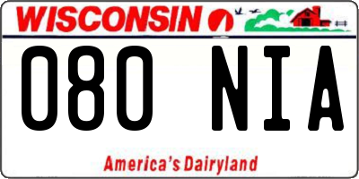 WI license plate 080NIA