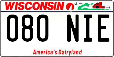 WI license plate 080NIE