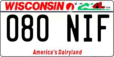 WI license plate 080NIF