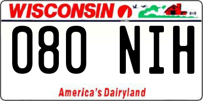 WI license plate 080NIH