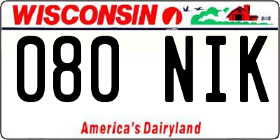 WI license plate 080NIK