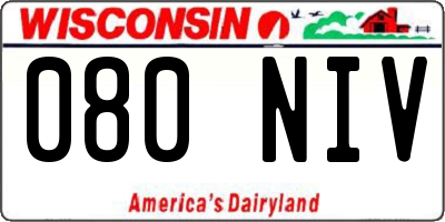 WI license plate 080NIV