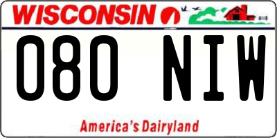 WI license plate 080NIW