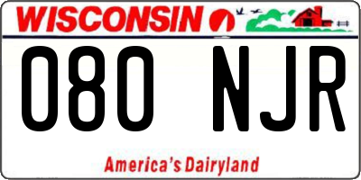 WI license plate 080NJR