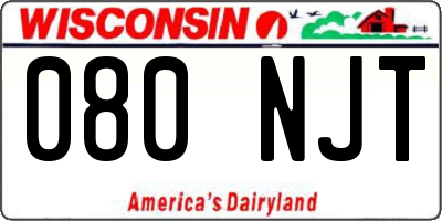 WI license plate 080NJT