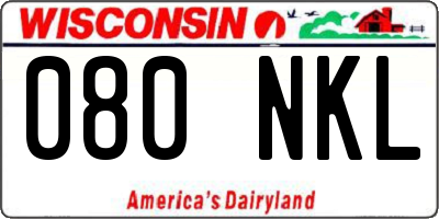 WI license plate 080NKL