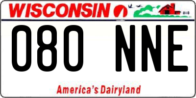 WI license plate 080NNE