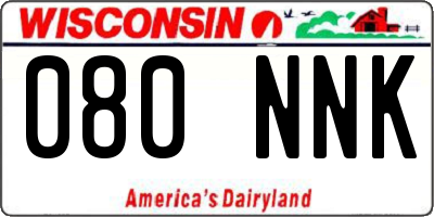 WI license plate 080NNK