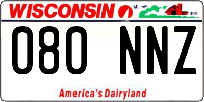 WI license plate 080NNZ