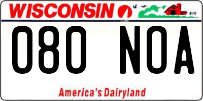 WI license plate 080NOA