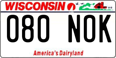 WI license plate 080NOK