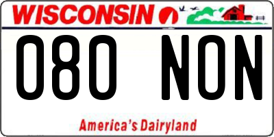 WI license plate 080NON