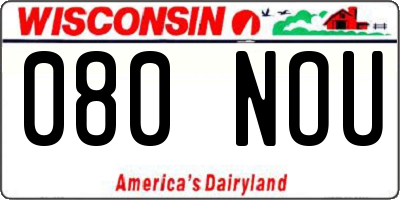 WI license plate 080NOU