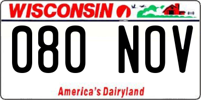 WI license plate 080NOV