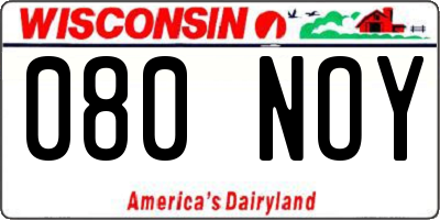 WI license plate 080NOY