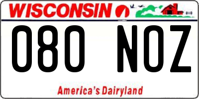 WI license plate 080NOZ