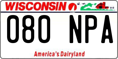 WI license plate 080NPA