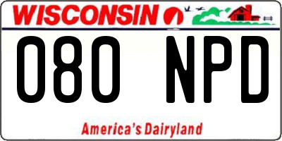 WI license plate 080NPD