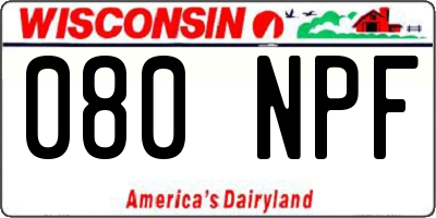 WI license plate 080NPF